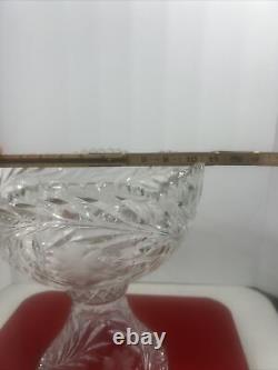 Vintage XL Beautiful Cut Crystal Punch Bowl & Pedestal 2 Pieces 12 Tall 12 lbs