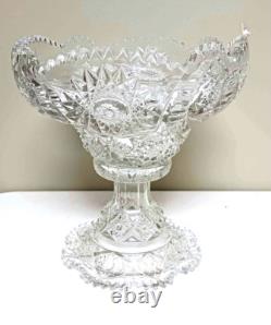 Vintage XL Cut Crystal Punch Bowl and Pedestal
