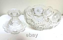 Vintage XL Cut Crystal Punch Bowl and Pedestal