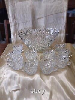 Vintage anchor hocking punch bowl set