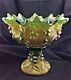 Vintage and RARE Northwood Green Acorn Burrs Carnival Glass Punch Bowl and Base