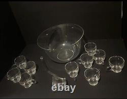 Vintage clear glass punch bowl set