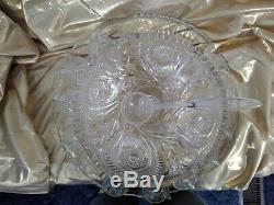 Vintage clear glass punch bowl set 1962