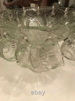 Vintage glass punch bowl