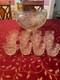 Vintage glass punch bowl full set with 12 matching cups
