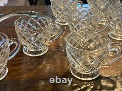 Vintage huge FOSTORIA punch bowl party glass with ladle + 22 cups American set