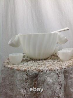 Vintage milk glass punch bowl set