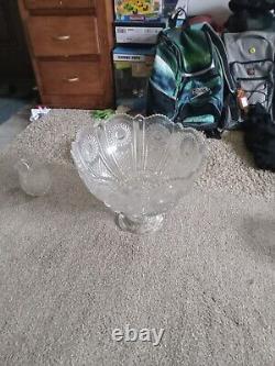 Vintage punch bowl set cut glass