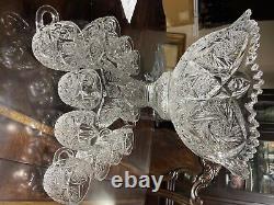 Vintage punch bowl set cut glass