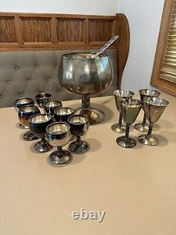 Visiuc, SL Silver Punch Bowl And Glasses