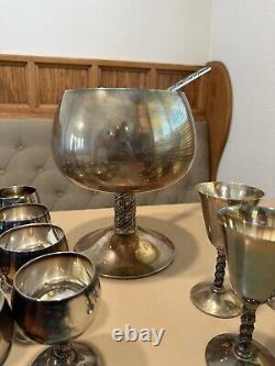 Visiuc, SL Silver Punch Bowl And Glasses