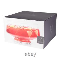 Viski Footed Glass Punch Bowl, Heavy Base, Angled Design, 2.5 Gallon, Clear, NEW