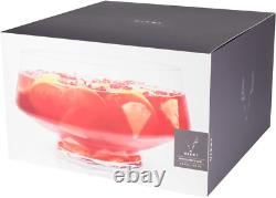 Viski Footed Glass Punch Bowl, Heavy Base Large Punch Bowl with Angled Design, P