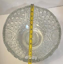 Vitg Clear Glass Punch Bowl With18 Cups, L. E. Smith Daisy Hobstar & Button 12.75