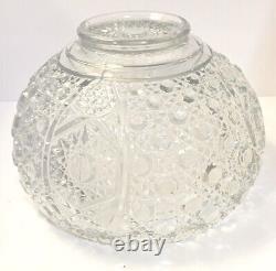 Vitg Clear Glass Punch Bowl With18 Cups, L. E. Smith Daisy Hobstar & Button 12.75