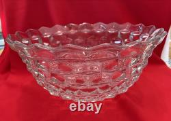 Vitg Fostoria American Clear Glass Cubist 14 Punch Bowl With Base And 10 Cups