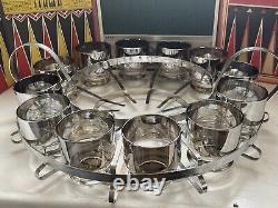 Vitreon Queen's Lusterware Punch Bowl Set Mercury Fade Silver Ombre NOT THORPE