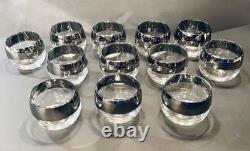 Vitreon Queens Lusterware Silver Rim Punch Bowl 12 Glasses Tray Ladle Set
