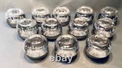 Vitreon Queens Lusterware Silver Rim Punch Bowl 12 Glasses Tray Ladle Set