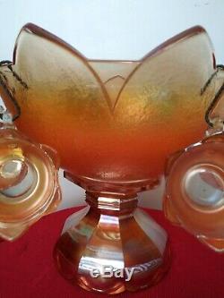 Vtg. 2 pc. Carnival Tulip Punch Bowl & 4 Cups