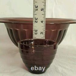 Vtg 30's Hazel Atlas Purple Amethyst Punch Bowl Chrome Art Deco Moderntone Cups