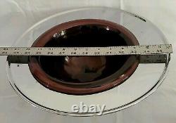 Vtg 30's Hazel Atlas Purple Amethyst Punch Bowl Chrome Art Deco Moderntone Cups