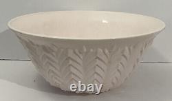 Vtg 50s Jeanette Feather Shell Pink Milk Glass Punch Bowl