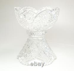 Vtg American Brilliant Clear Cut Glass Centerpiece Punch Bowl Stand & Underplate
