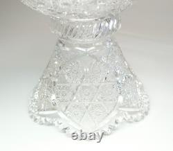 Vtg American Brilliant Clear Cut Glass Centerpiece Punch Bowl Stand & Underplate