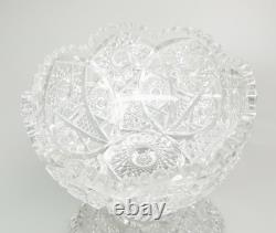 Vtg American Brilliant Clear Cut Glass Centerpiece Punch Bowl Stand & Underplate