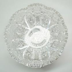 Vtg American Brilliant Clear Cut Glass Centerpiece Punch Bowl Stand & Underplate