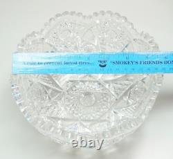 Vtg American Brilliant Clear Cut Glass Centerpiece Punch Bowl Stand & Underplate