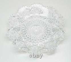 Vtg American Brilliant Clear Cut Glass Centerpiece Punch Bowl Stand & Underplate