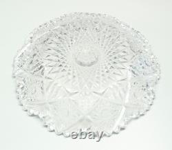 Vtg American Brilliant Clear Cut Glass Centerpiece Punch Bowl Stand & Underplate