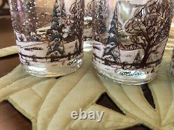 Vtg. Culver Christmas Sleigh Ride Punch Bowl Set Egg Nog 10 Glasses Rare MCM