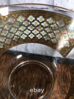 Vtg Culver Glass Valencia Punch Bowl 10 glasses Gold Overlay Hollywood Regency