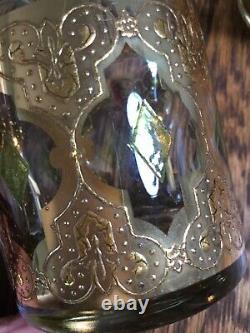Vtg Culver Glass Valencia Punch Bowl 10 glasses Gold Overlay Hollywood Regency