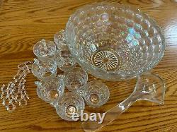 Vtg Federal Glass Iridescent Punch Bowl Set Shower Wedding Birthday Anniversary