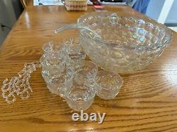 Vtg Federal Glass Iridescent Punch Bowl Set Shower Wedding Birthday Anniversary