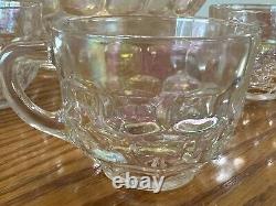 Vtg Federal Glass Iridescent Punch Bowl Set Shower Wedding Birthday Anniversary