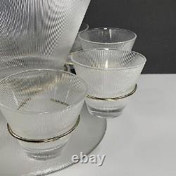 Vtg Federal Glass Norse Fine Ribbed Prismatic Punch & Serving Bowls 8 Glasses