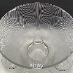 Vtg Federal Glass Norse Fine Ribbed Prismatic Punch & Serving Bowls 8 Glasses