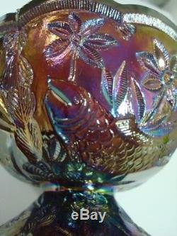 Vtg Fenton Encore Fish Carnival Glass Punch Bowl Set