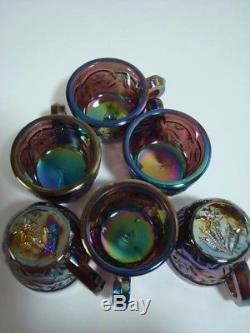 Vtg Fenton Encore Fish Carnival Glass Punch Bowl Set