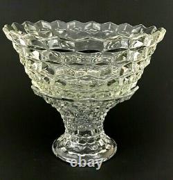 Vtg Fostoria American Clear Glass 14'' Punch Bowl w Flared Vase Pedestal Stand