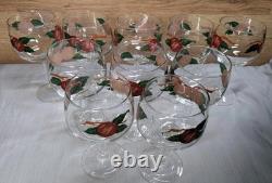 Vtg Franciscan Apple Punch Bowl Set 10 Glasses Pitcher Hand Painted Glassware