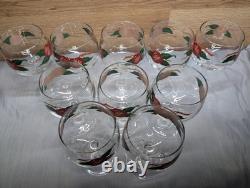 Vtg Franciscan Apple Punch Bowl Set 10 Glasses Pitcher Hand Painted Glassware
