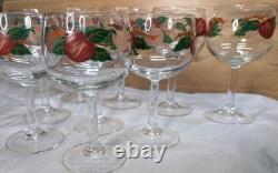 Vtg Franciscan Apple Punch Bowl Set 10 Glasses Pitcher Hand Painted Glassware