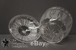 Vtg German Made Cut Glass Crystal Punch Bowl Lidded 12 Cups Starburst Pattern