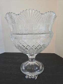 Vtg Godinger Large Heavy Crystal Cut Pedestal Punch Compote Centerpce Bowl 12T